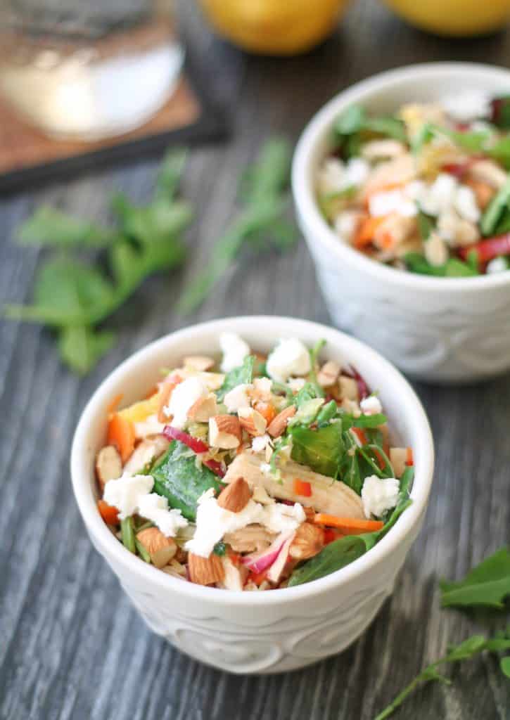 This Chopped Winter Vegetable Chicken Salad will help to cure winter blues and boost your vitamin intake. #glutenfree #healthy #recipe