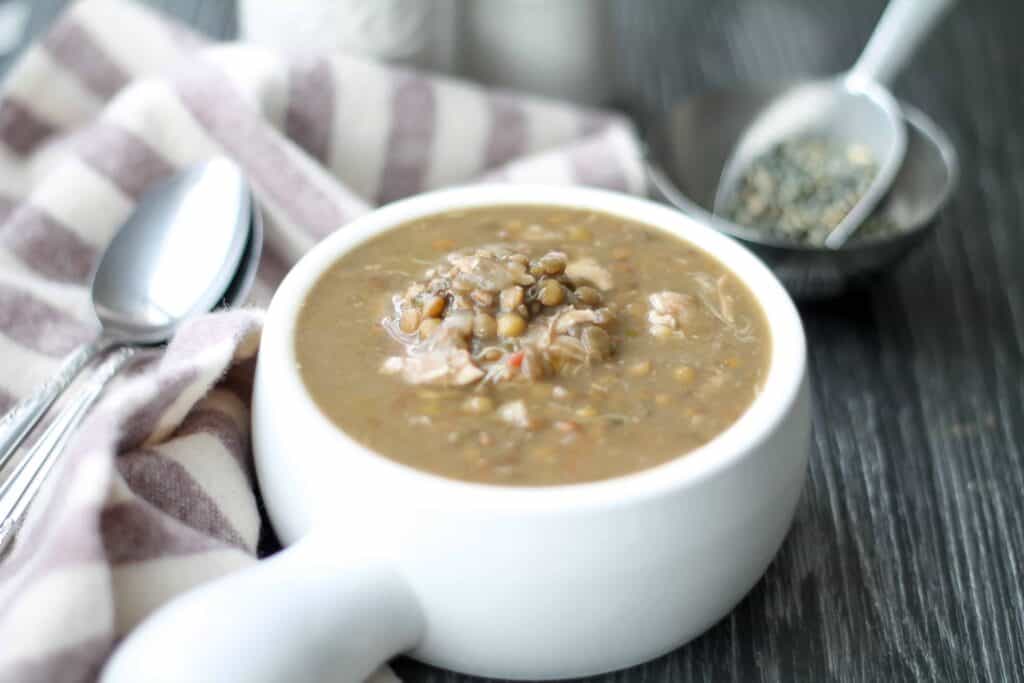 Warm soup in a bowl