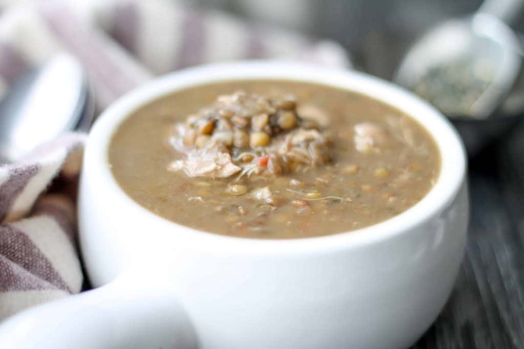 Warm soup in a bowl