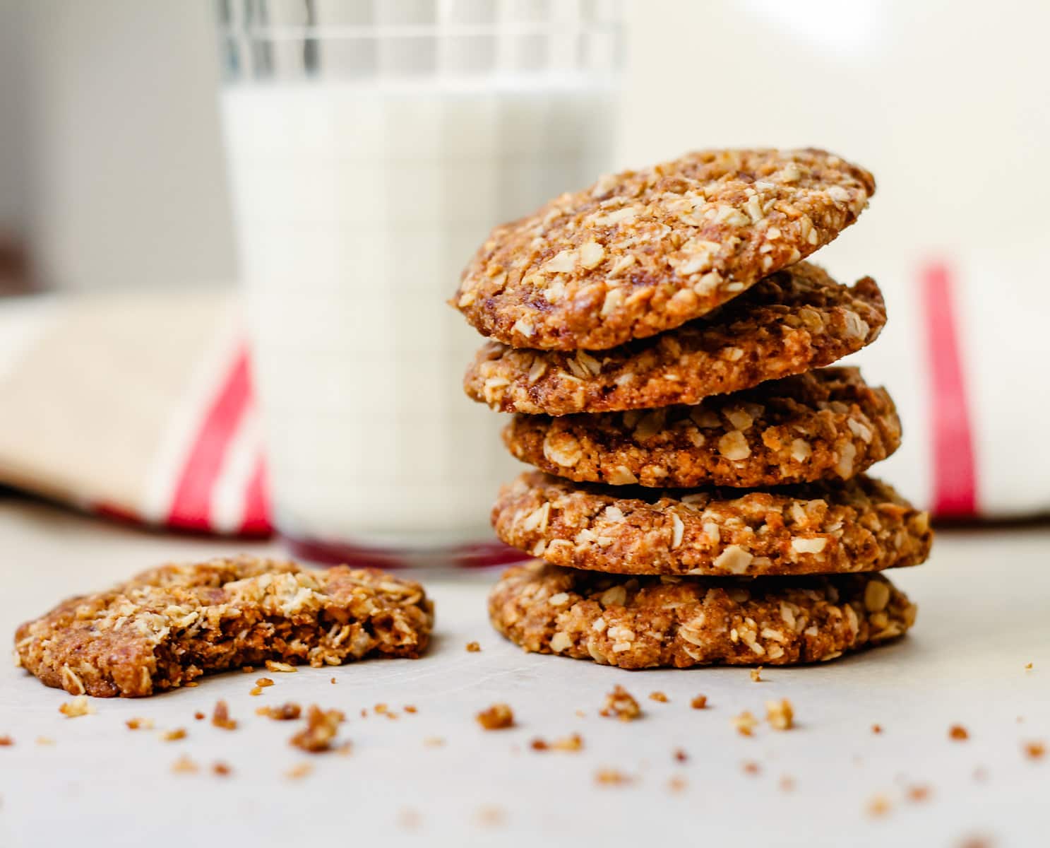 a stack of anzac biscuits.