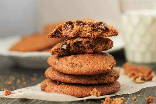 Healthy Chocolate Pecan Spelt Flour Cookies