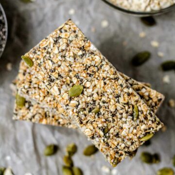 a stack of vegan granola bars.