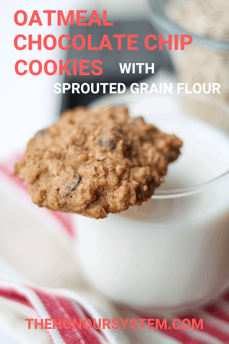 Oatmeal Chocolate Chip Cookies with Sprouted Grain Flour Pinterest Graphic