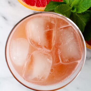 a glass of grapefruit juice.