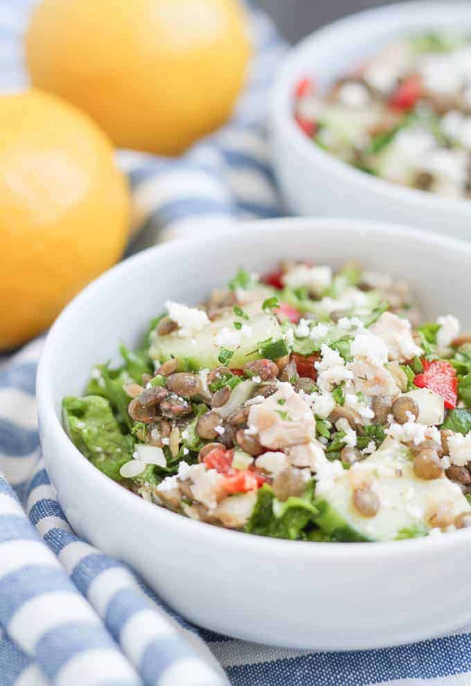 Greek Style Chicken Lentil Salad