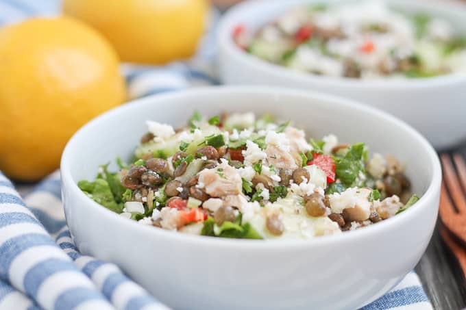 Greek Chicken Salad in a bowl