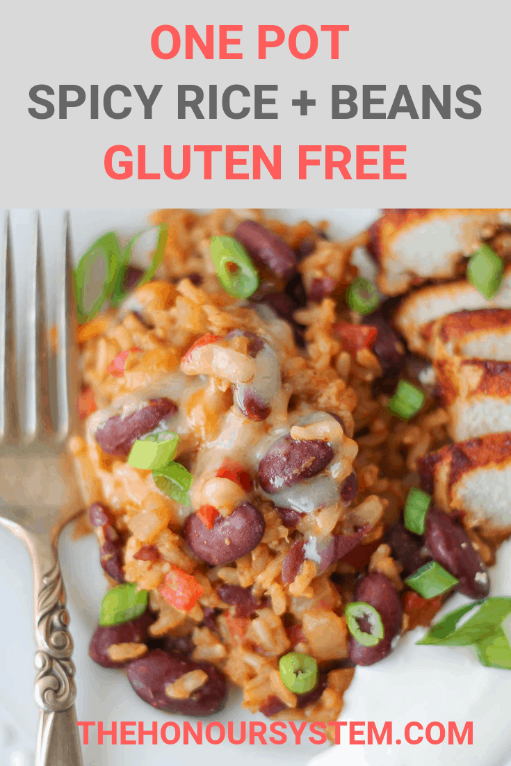 One Pot Rice and Beans Recipe Gluten Free Pinterest Graphic