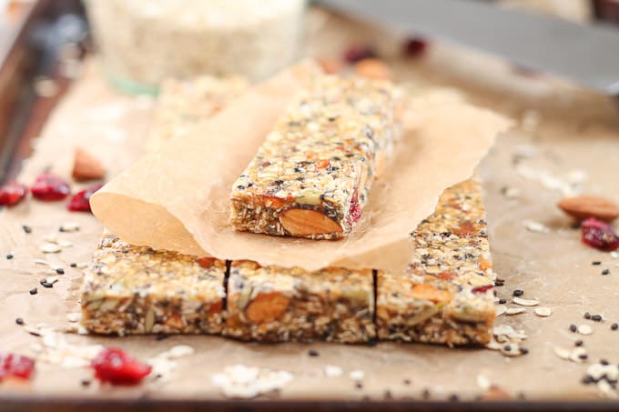Healthy Bars stacked on parchment paper
