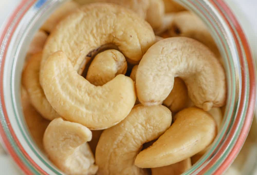 cashews in a jar.