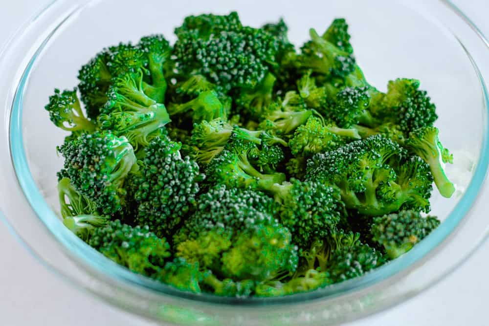 raw broccoli in a bowl.