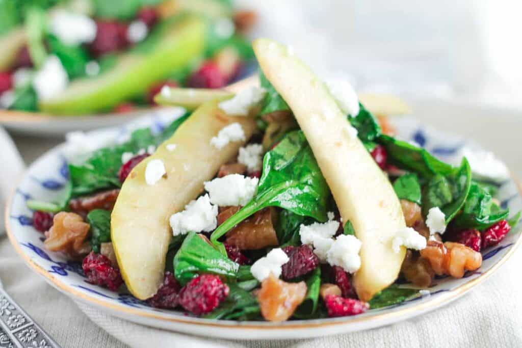 Spinach Salad With Cranberries Pears Walnuts The Honour System 3856