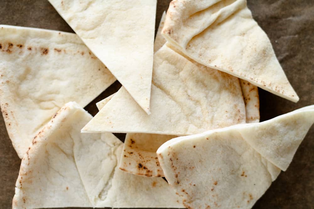 pita bread cut into triangles.