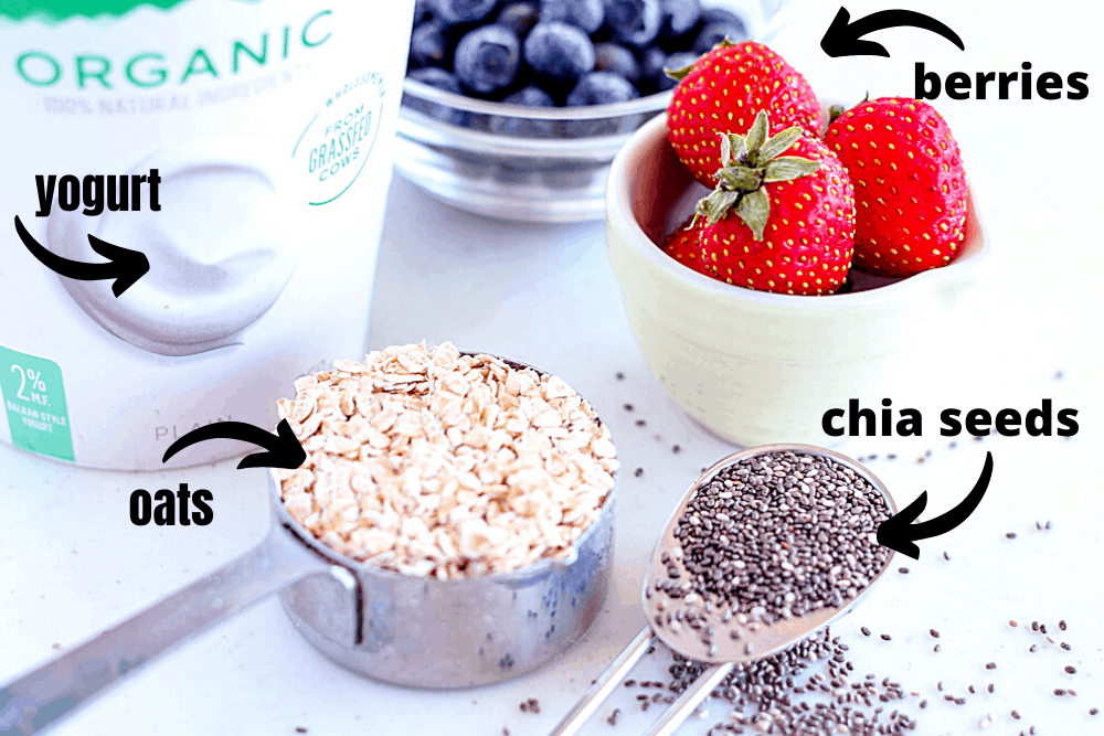 chia overnight oats ingredients with text