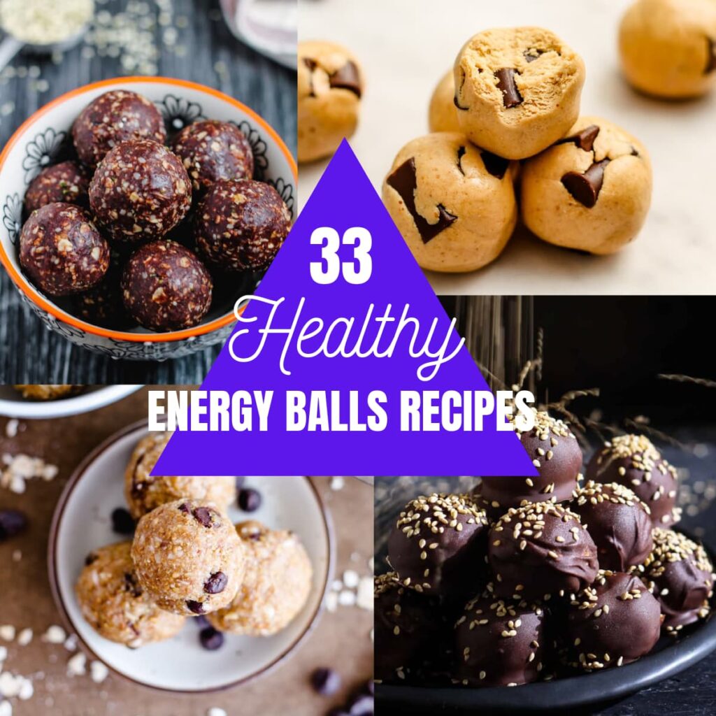a collage of healthy energy balls images.