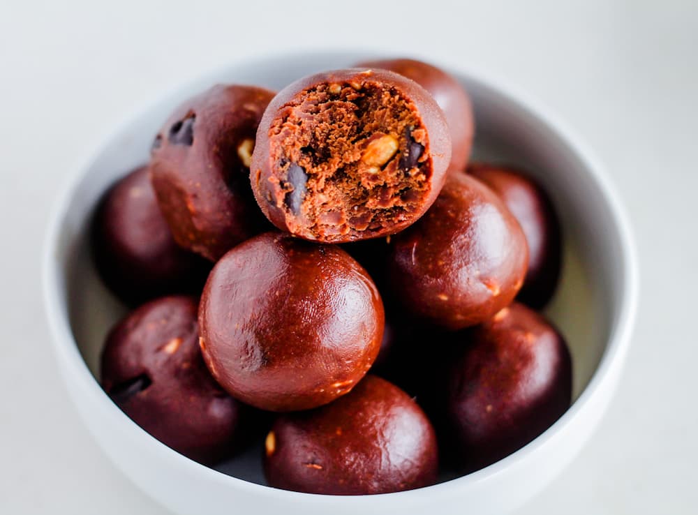 brownie bites in a bowl.