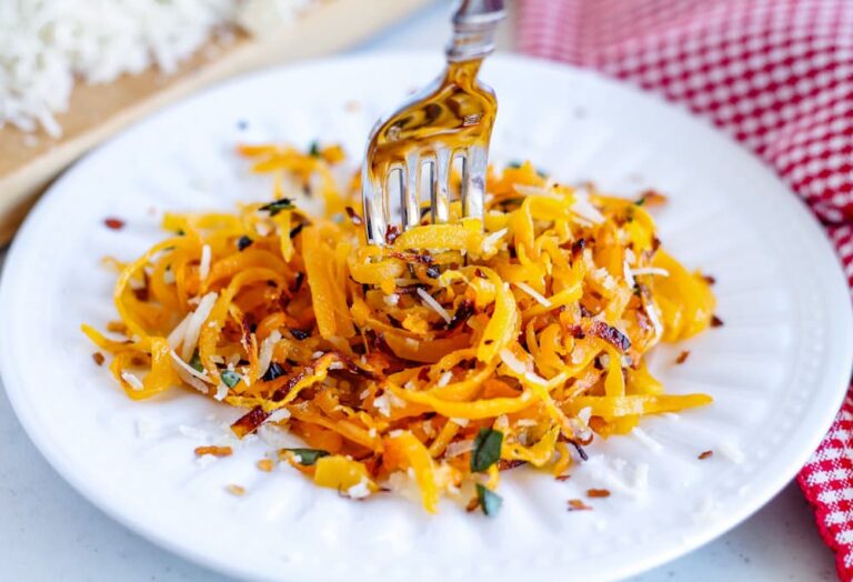 a fork of butternut squash noodles.