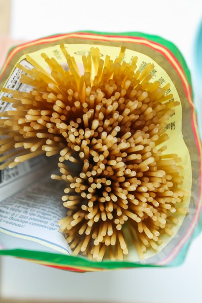 a package of brown rice spaghetti.