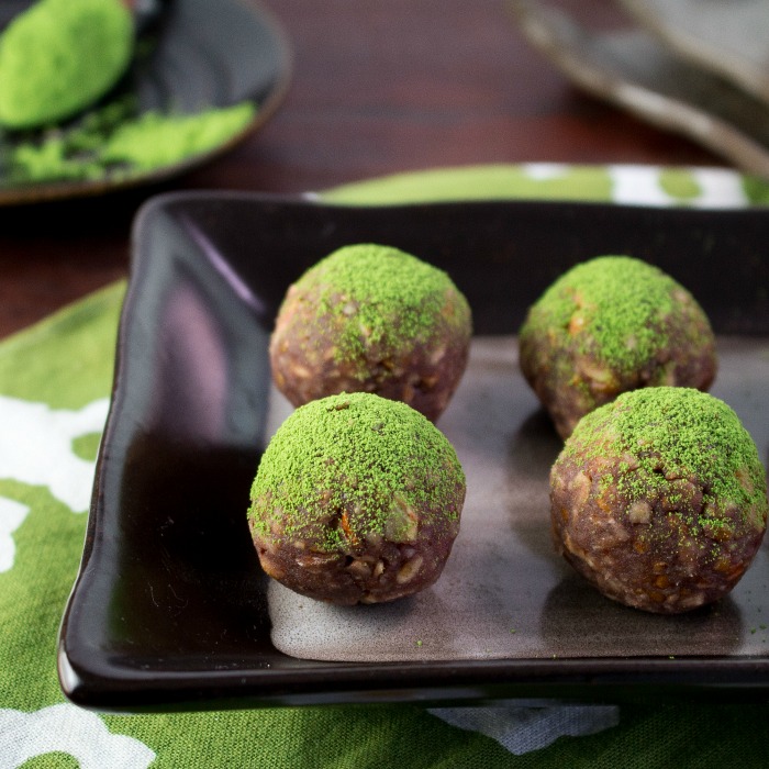 matcha bites on a plate.