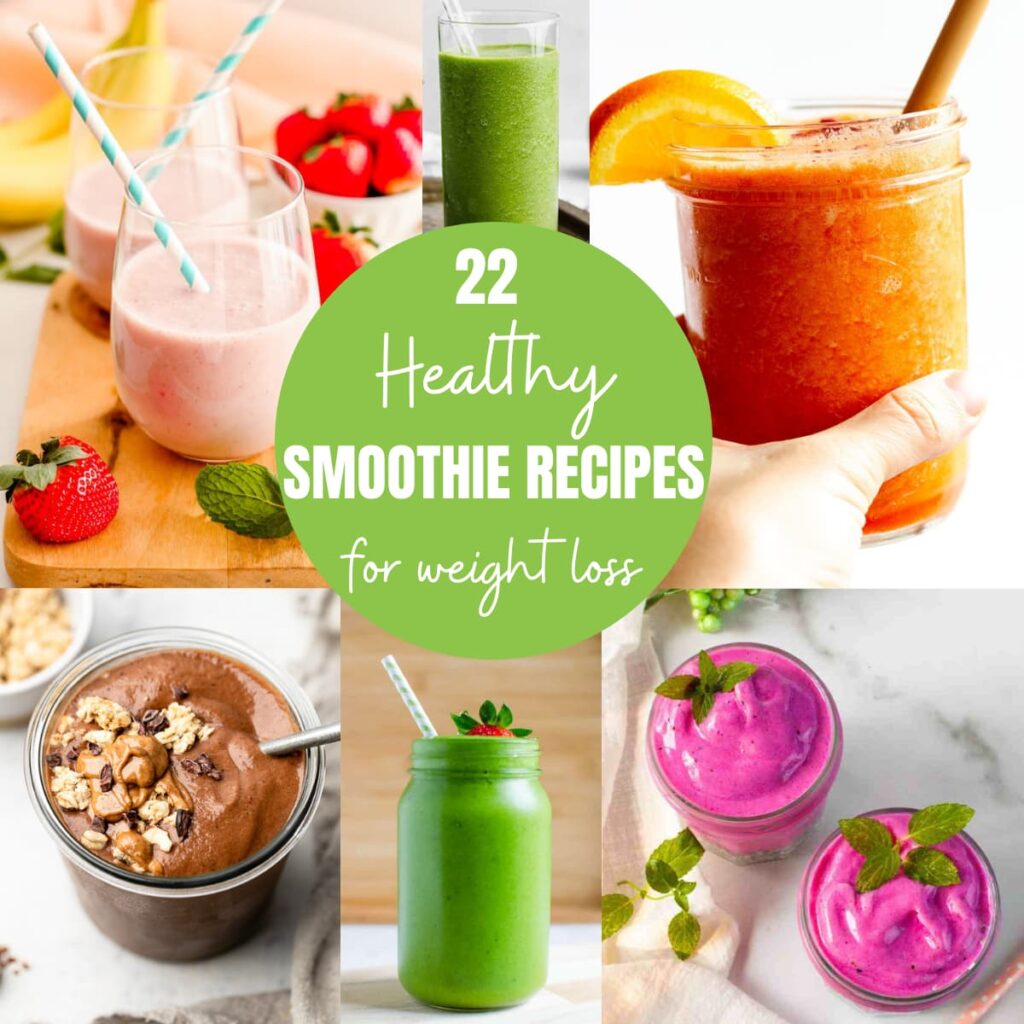 healthy smoothies for weight loss image with text overlay.