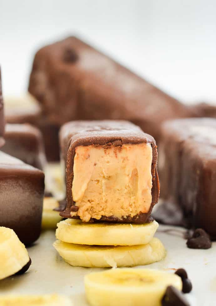 peanut butter ice cream bars on a plate.