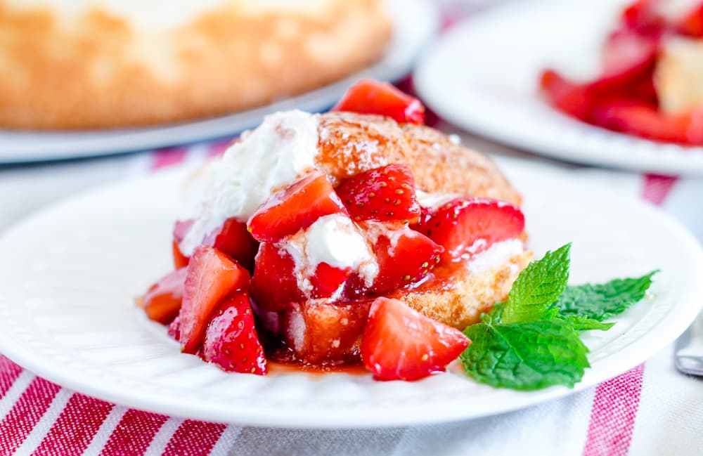 a plate of gluten free strawberry shortcake.