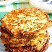 a plate of keto zucchini fritters.