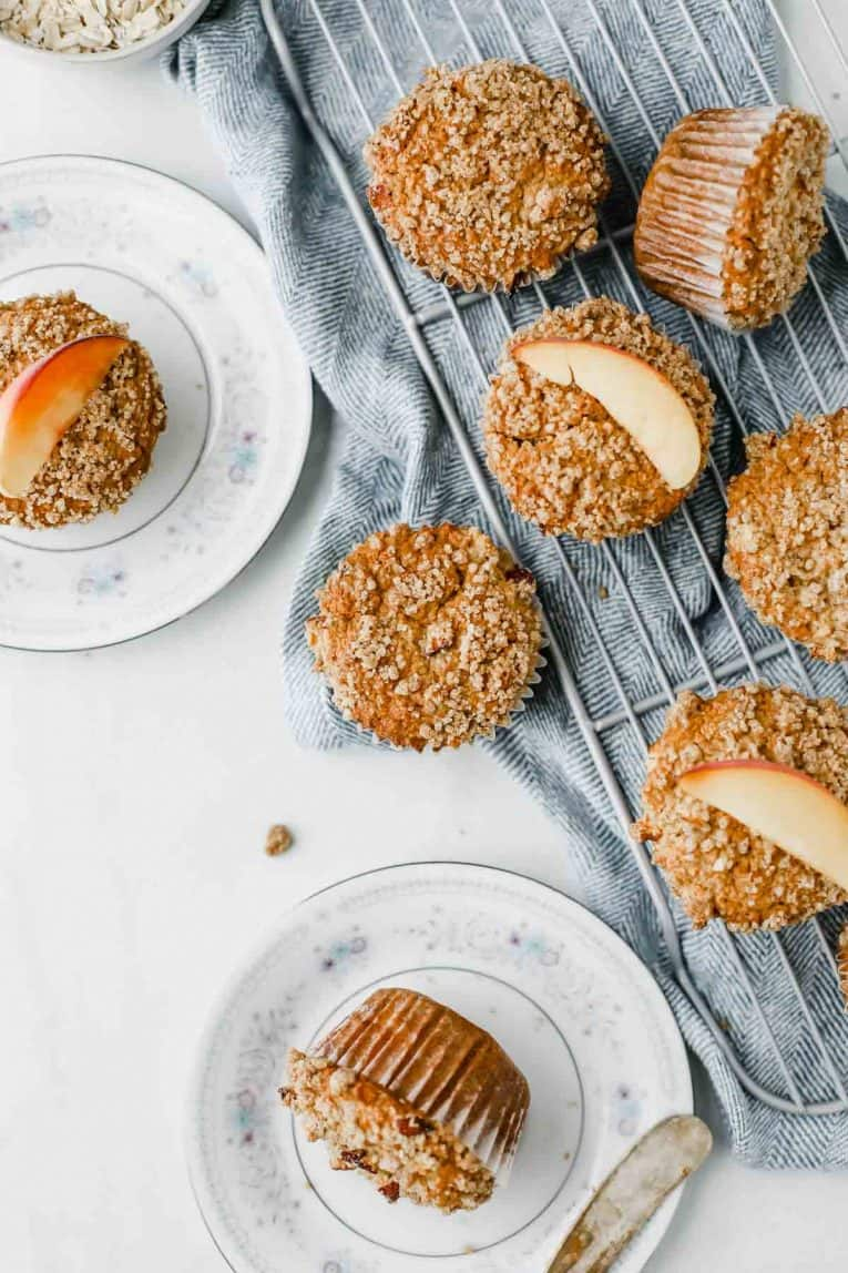 a plate of healthy peach muffins.