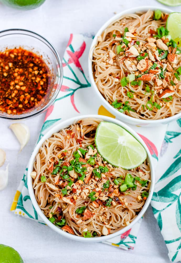 a bowl of vegan pad thai.