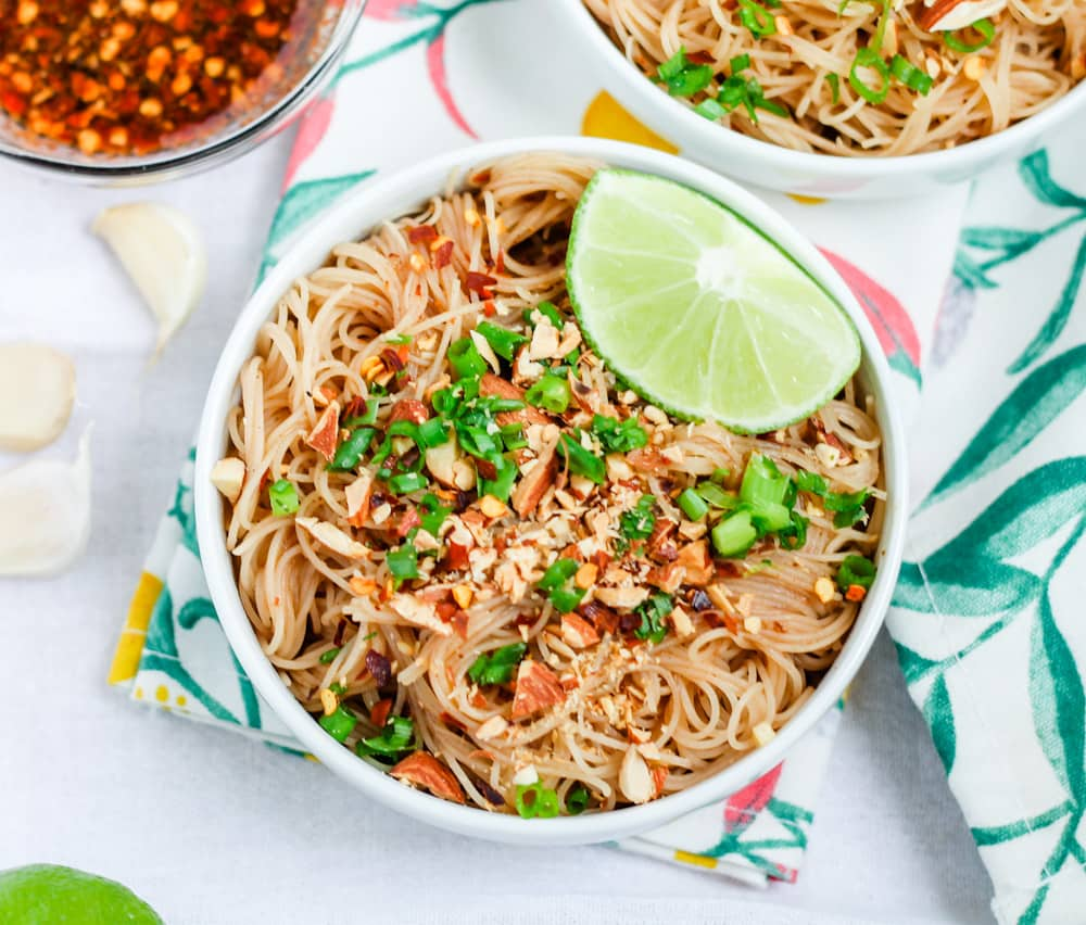 a bowl of vegan pad thai.