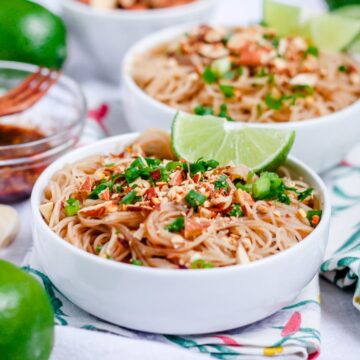 a bowl of vegan pad thai.