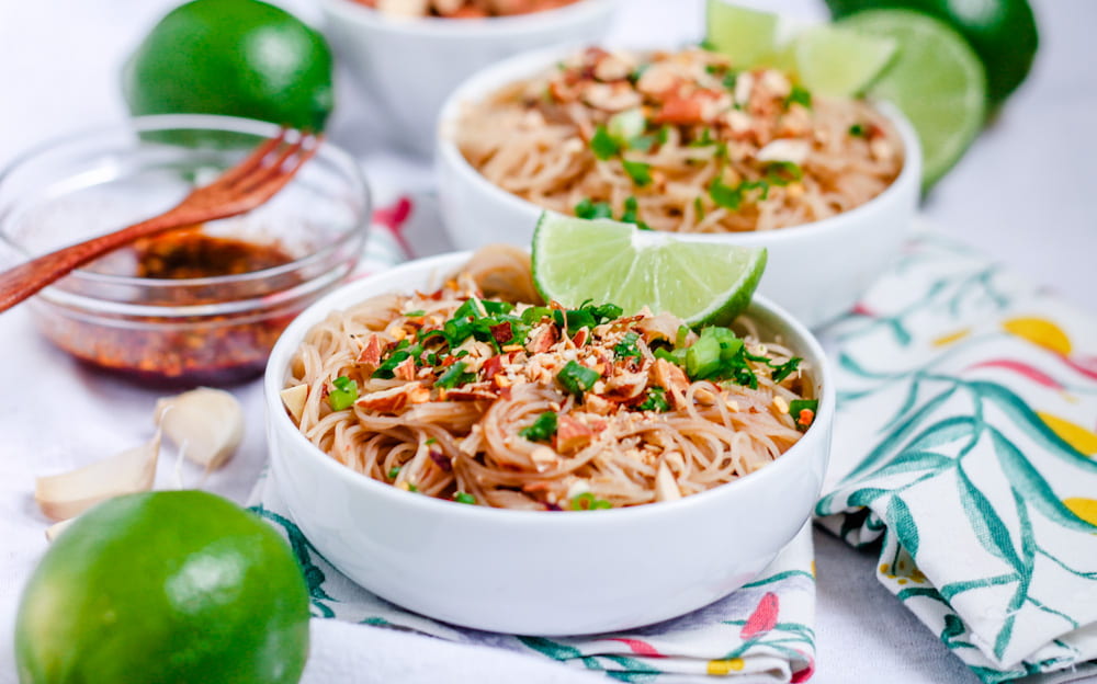 a bowl of vegan pad thai.