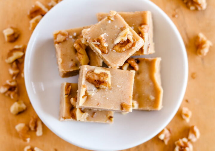 Salted Maple Walnut Tahini Fudge - Easy No Bake Recipe