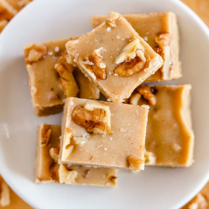 Salted Maple Walnut Tahini Fudge - Easy No Bake Recipe