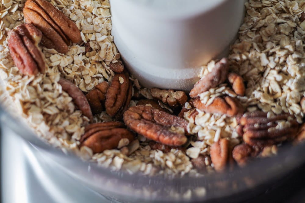 pecans and oats in a food processor.