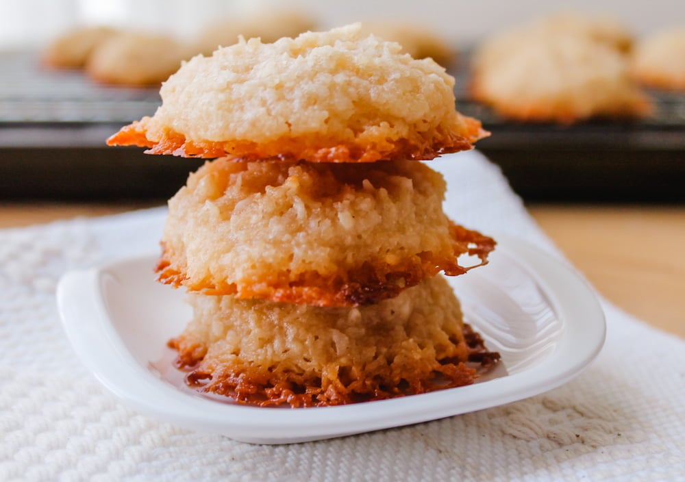 vegan coconut macaroons on a plate.