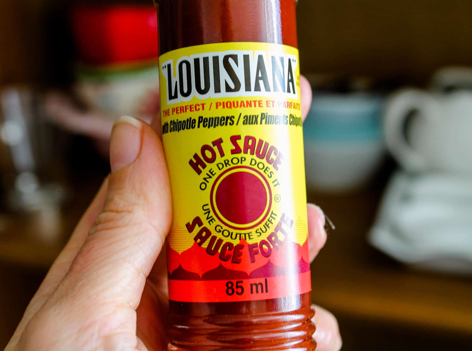 a bottle of hot sauce.