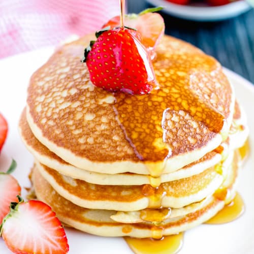 a stack of pancakes.