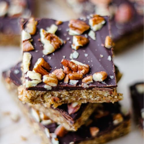 a stack of pecan bars.