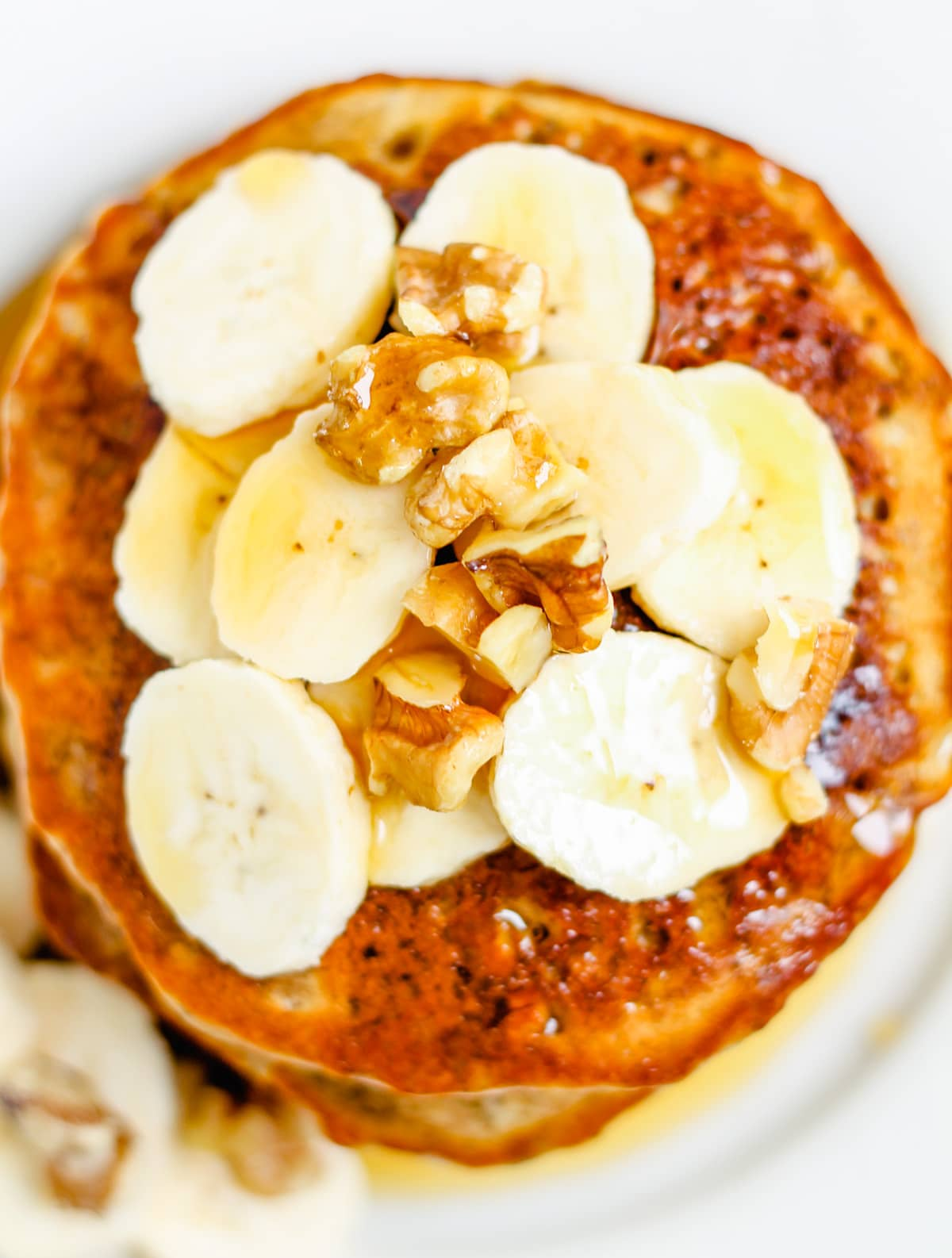 a plate of banana nut pancakes.