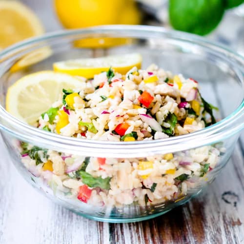 Chicken and Rice Salad with Fresh Basil and Lemon