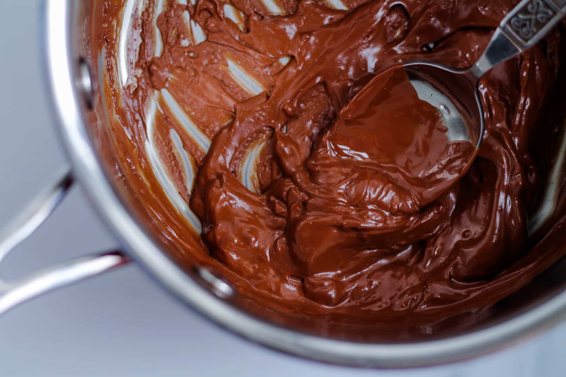 a pan of melted chocolate.