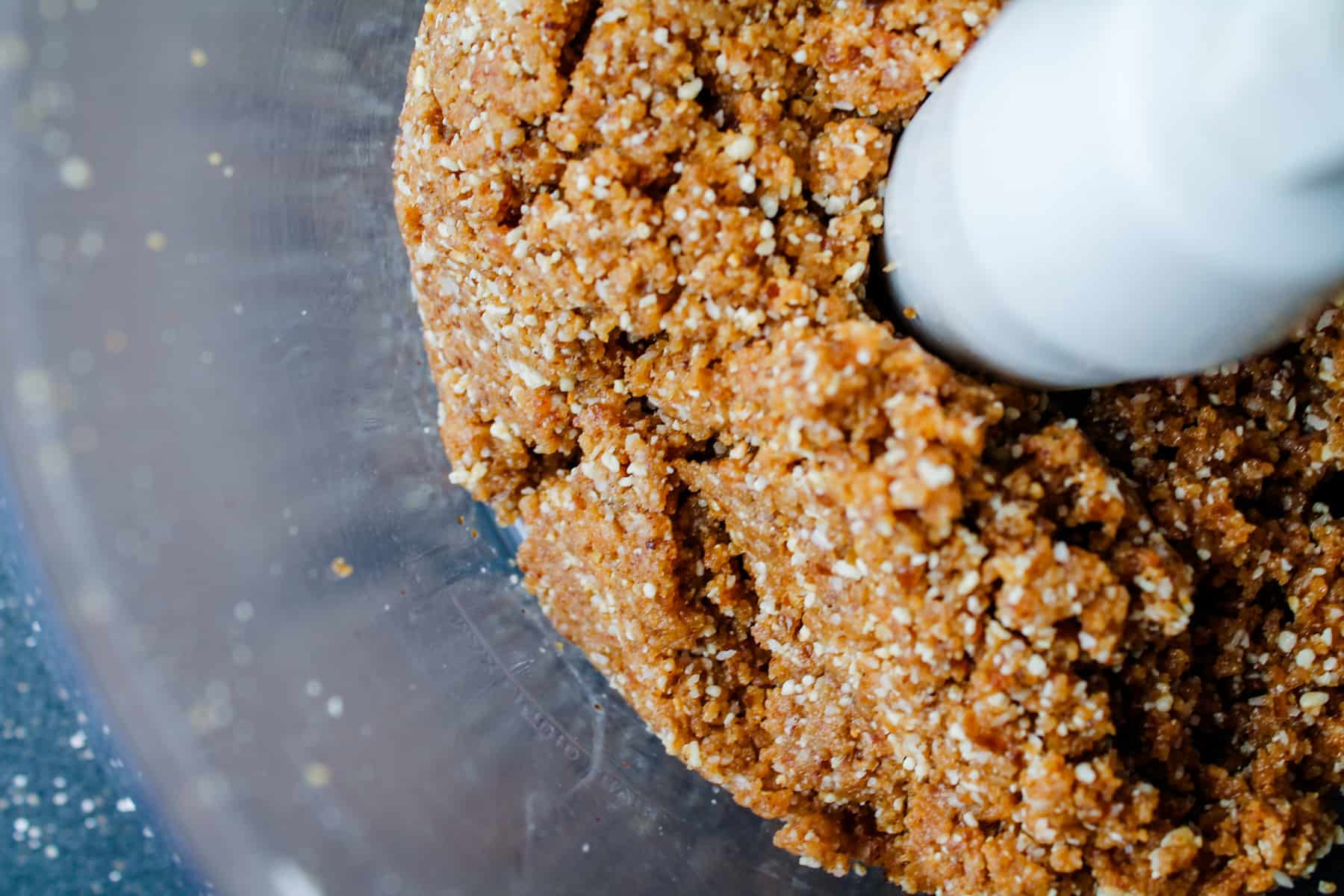sticky date mixture in a food processor.