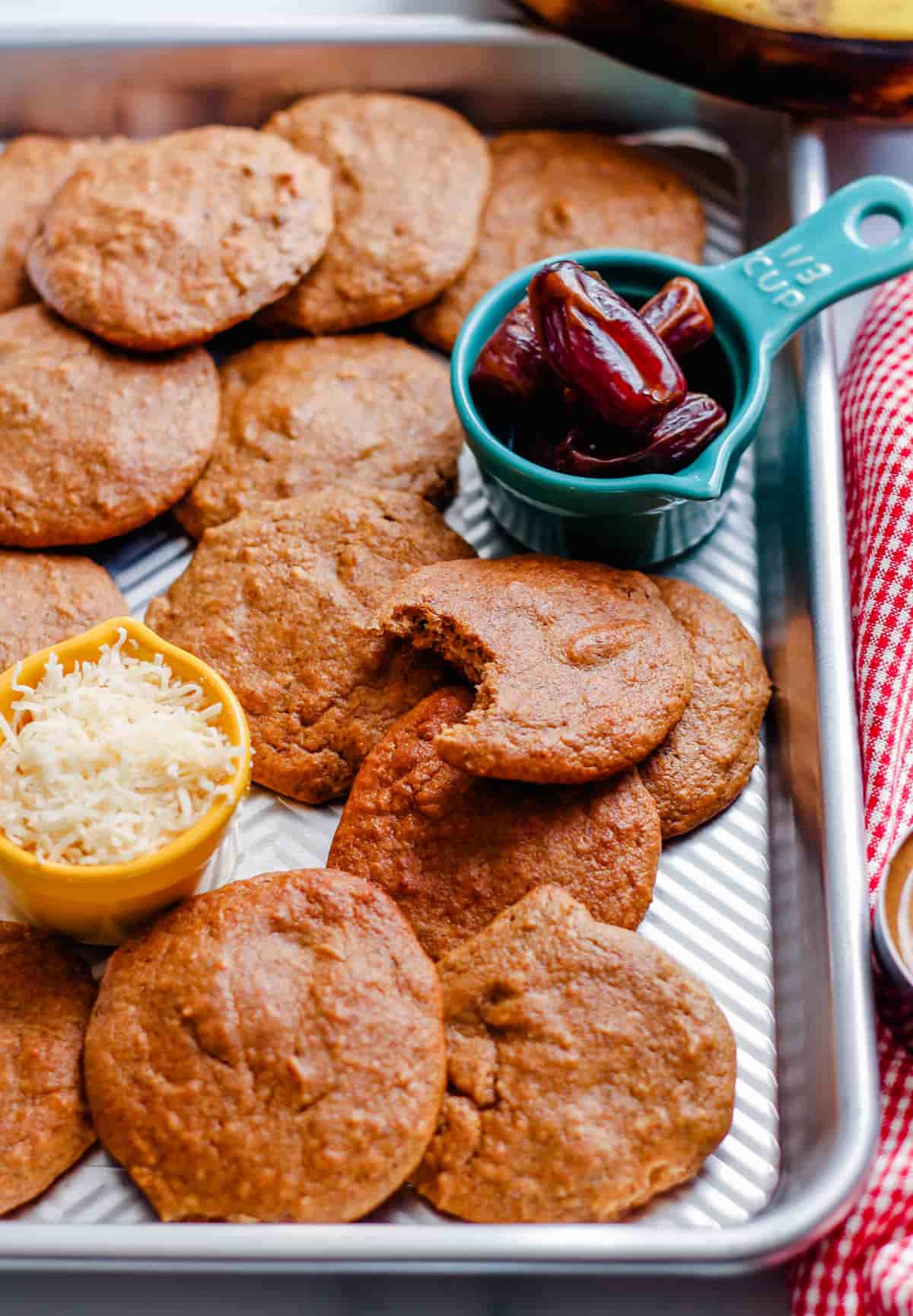 a baking tray of healthy breakfast cookies.