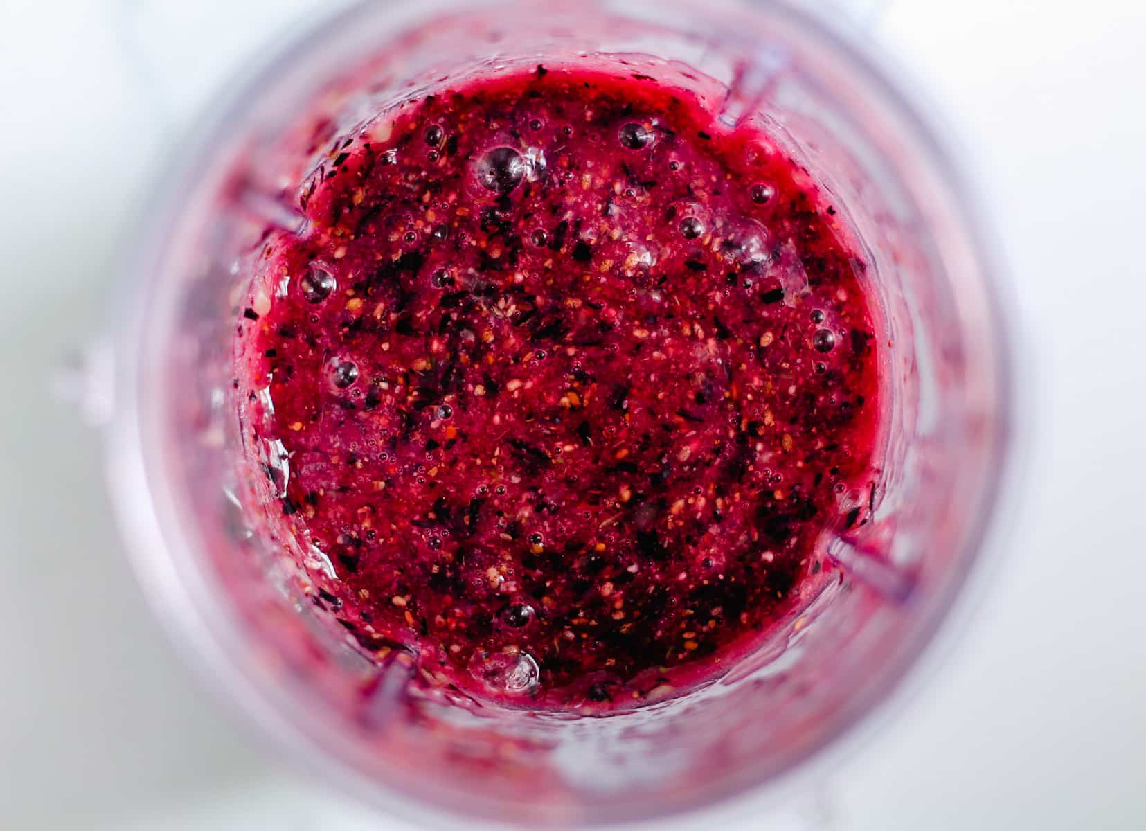 blueberry chia jam in a blender.
