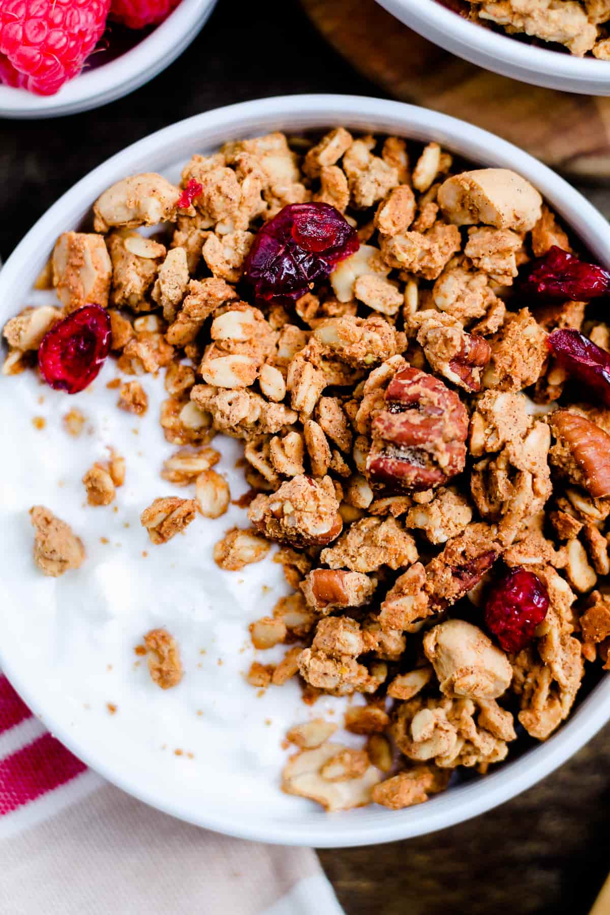 a bowl of protein granola.