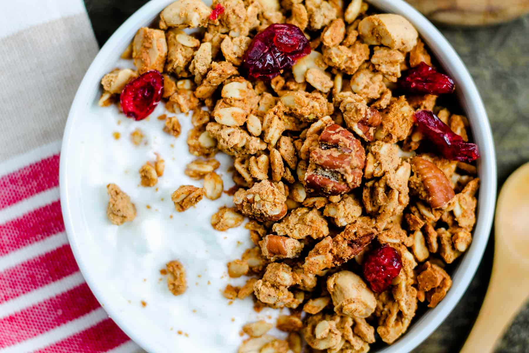a bowl of protein granola.