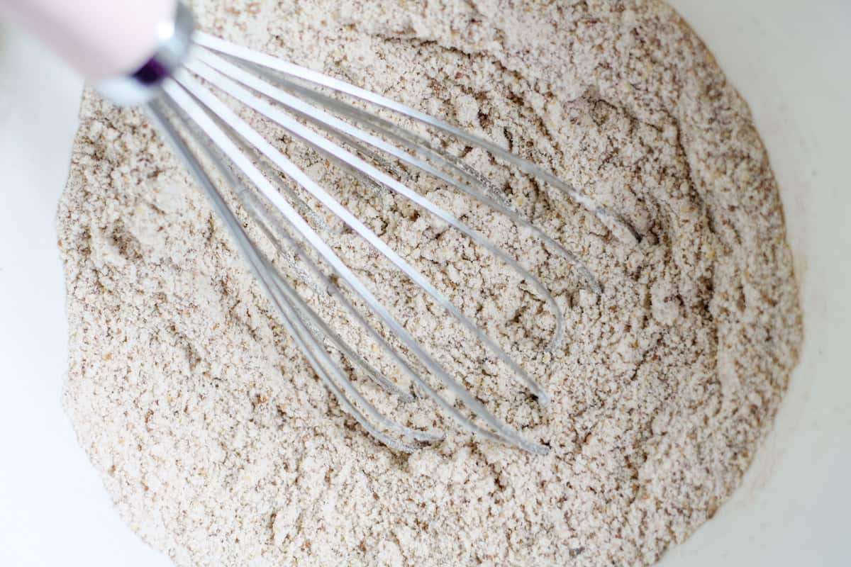 dry ingredients being whisked.