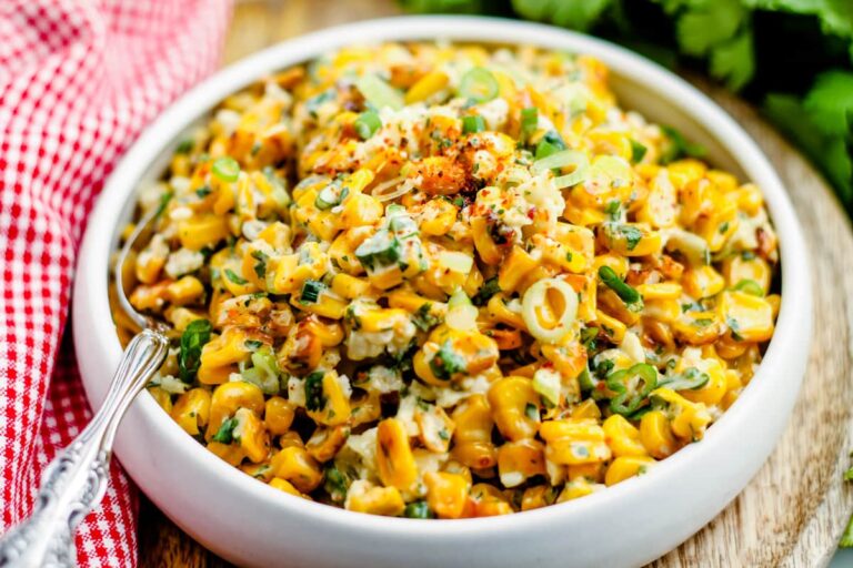 Mexican street corn in a bowl.