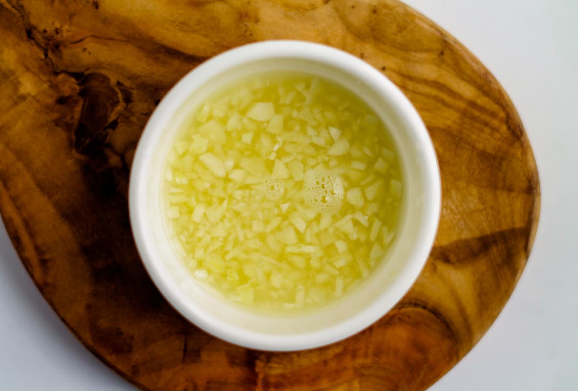 minced garlic soaking in lime juice.