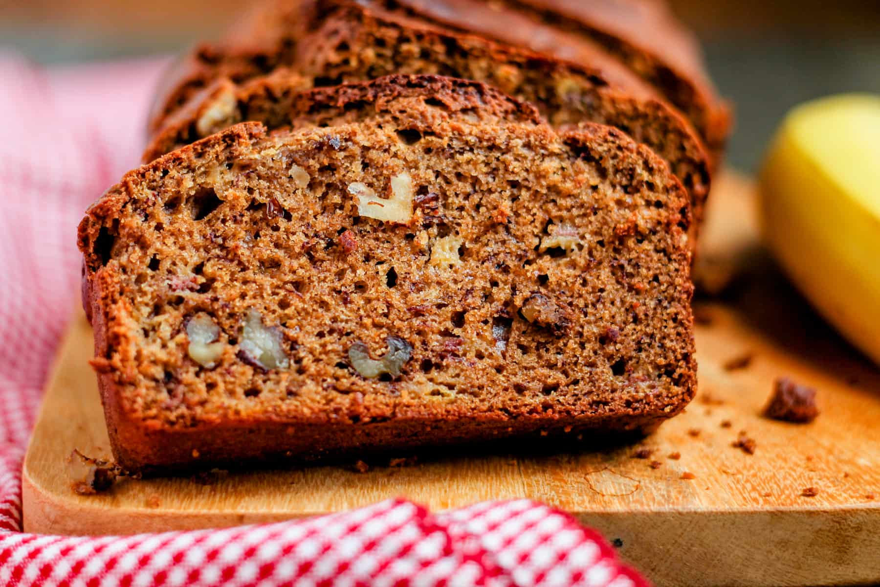 freshly sliced sour cream banana bread.